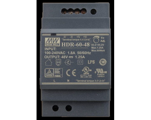 Блок живлення Mean Well на DIN-рейку 60W DC48V (HDR-60-48)
