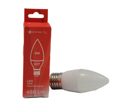 LED  лампа С37  5Вт E27  4100К 450 Лм  165-265 В