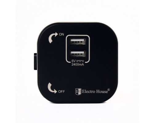 Розетка трекова подвійна USB 2.4 А, Unique Elegance Pandora Black