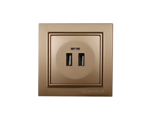 Розетка USB (2 порти) 2A, Enzo  розкішне золото