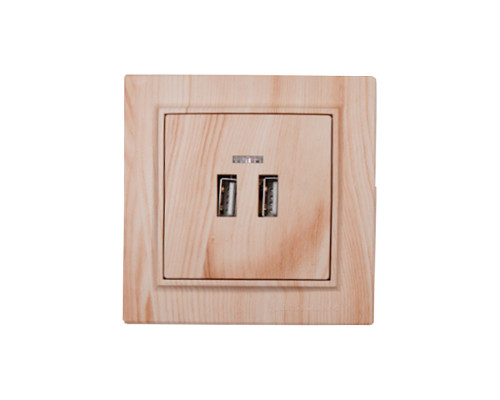 Розетка USB (2 порти) 2A, Enzo  біле дерево