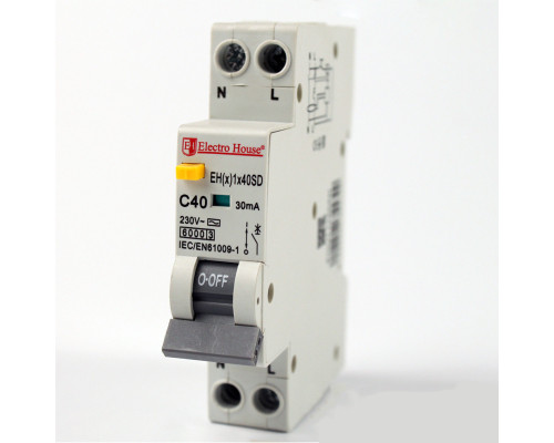 Дифф. автомат  40A 1p+N  (1 модуль) 230-240 В  6кА