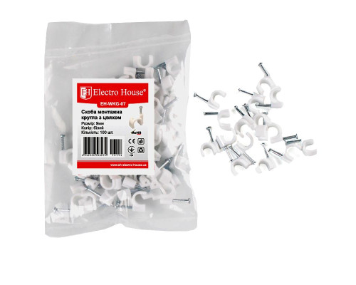 Кліпса монтажна з цвяхом кругла 9 мм , 100 шт.