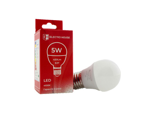 LED лампа G45 5Вт E27 4100К 450 Лм 180-260 В