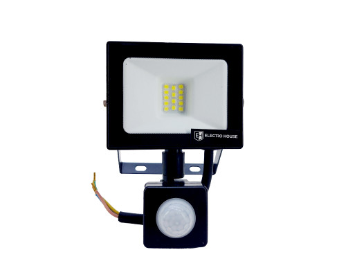 LED прожектор з датчиком руху 10Вт SMD5730, холодний білий 6500К, 900 Лм