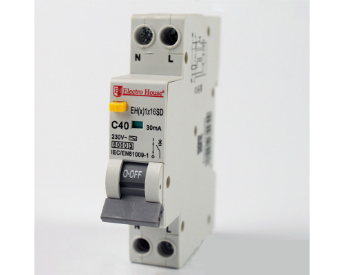 Дифф. автомат  16A 1p+N  (1 модуль) 230-240 В  6кА