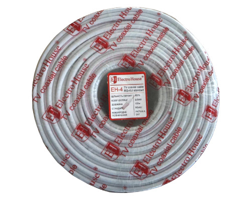 Кабель коаксіальний RG-6U 100%  обміднена сталь 1.02 ПВХ , білий, 100 м