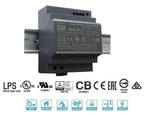 Блок живлення Mean Well на DIN-рейку 100.8W DC24V (HDR-100-24N)